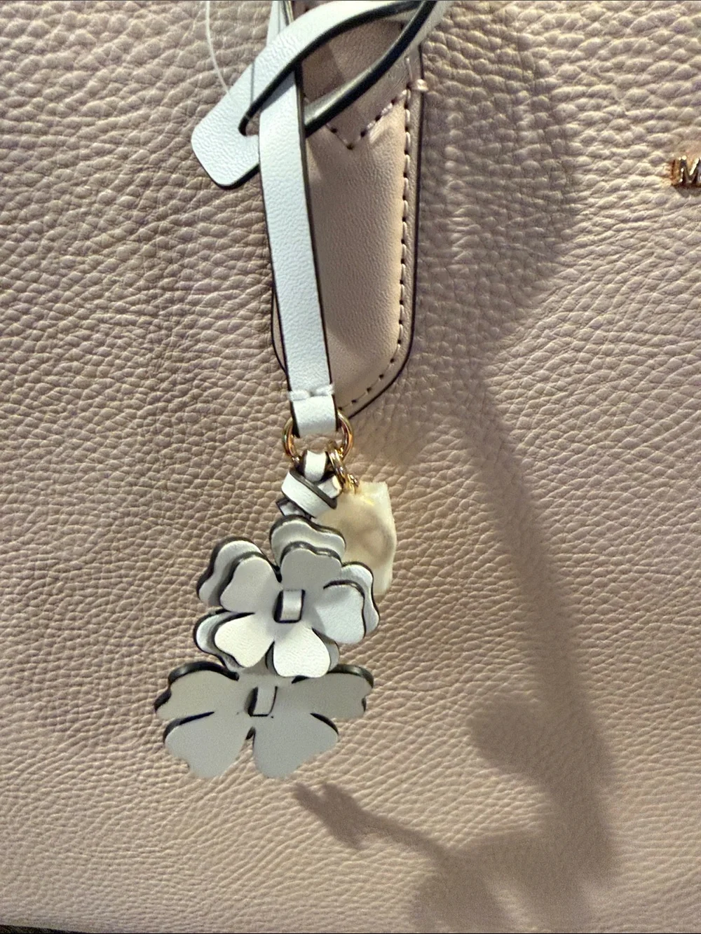 Michael Kors Dusty Pink Scarlett Leather Tote with Floral Charm